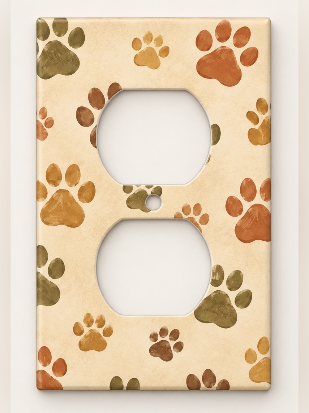 Handmade Paw Print Dog Cat Pet Duplex Outlet Cover Plate